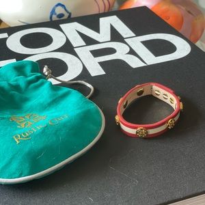 Rustic Cuff red and white bracelet